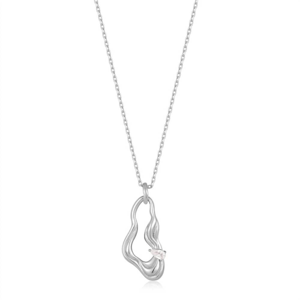 NEW ANIA HAIE women's twisted wave drop pendant necklaces in silver